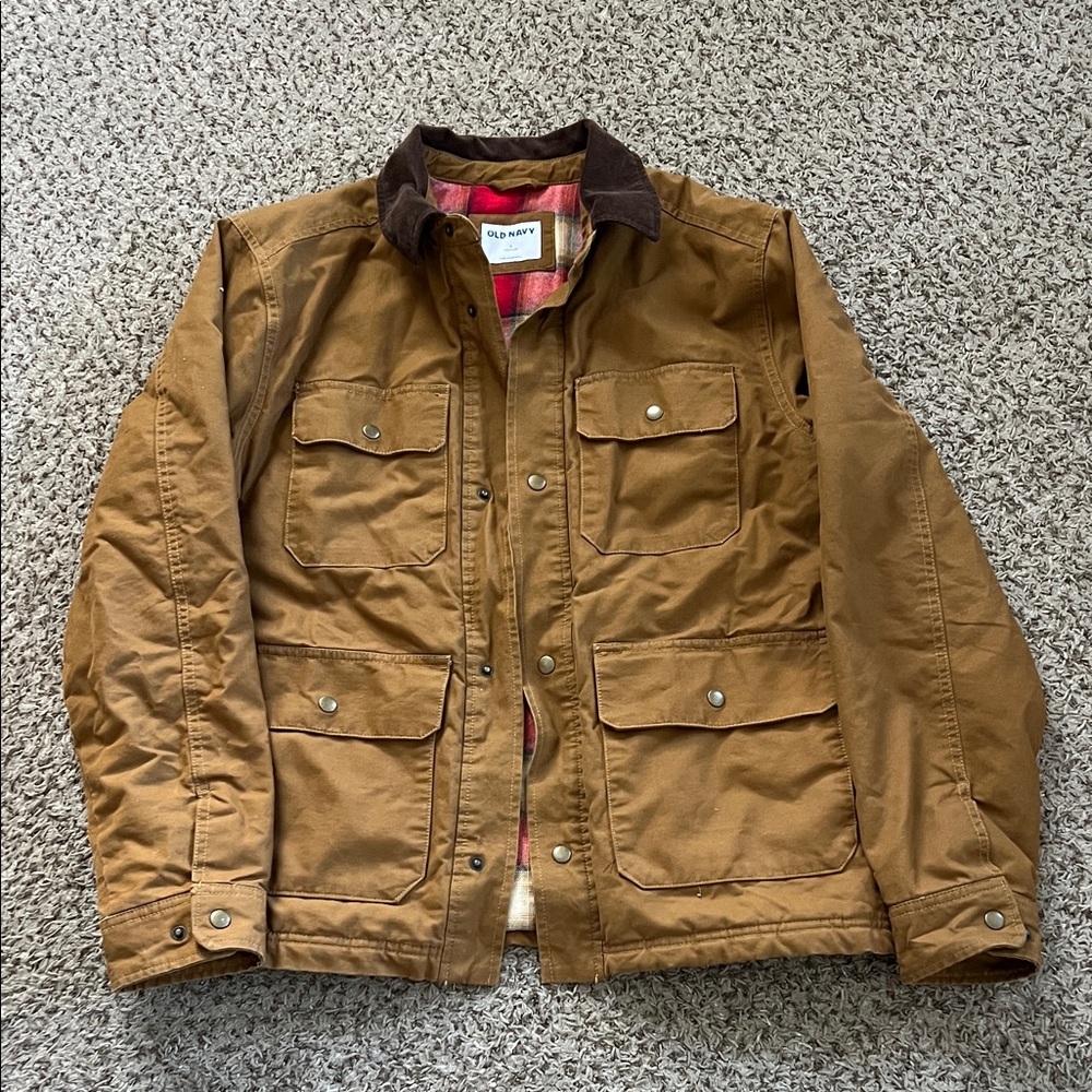 Old Navy Men’s Brown Jacket with Corduroy Collar Large